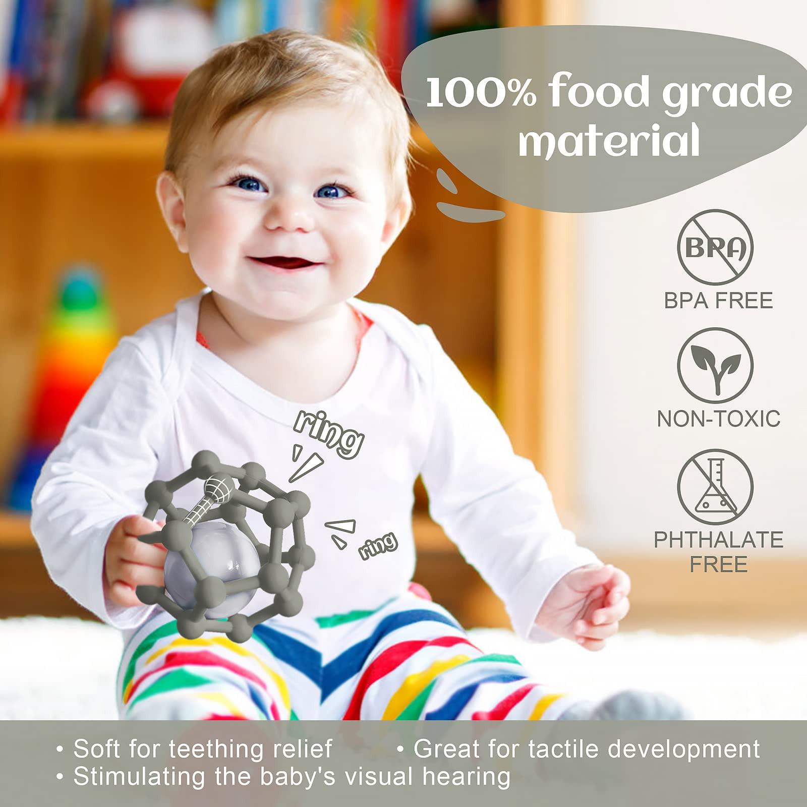 Activity-board Babyrassel-Beißring für Babys zum Greifen und Kauen, weicher sensorischer Beißring aus Silikon