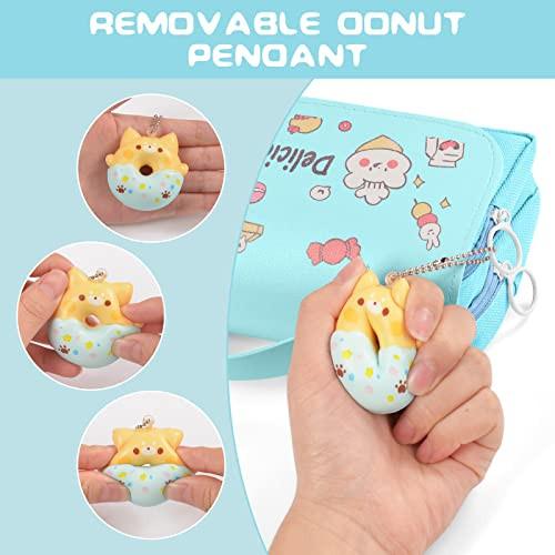 Only-bags.store Federmäppchen mit 3 Fächern, Schreibwarenetui, niedliches Donut-Federmäppchen für die Schule Teenager