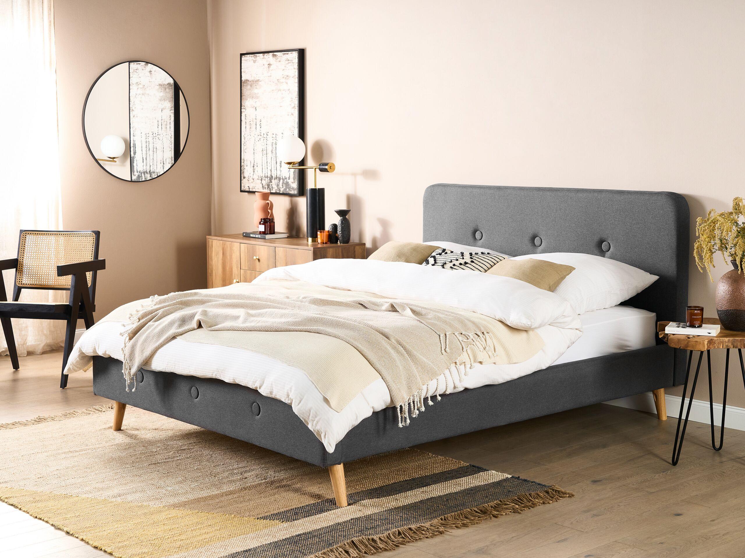 Beliani Bett mit Lattenrost aus Polyester Retro RENNES II