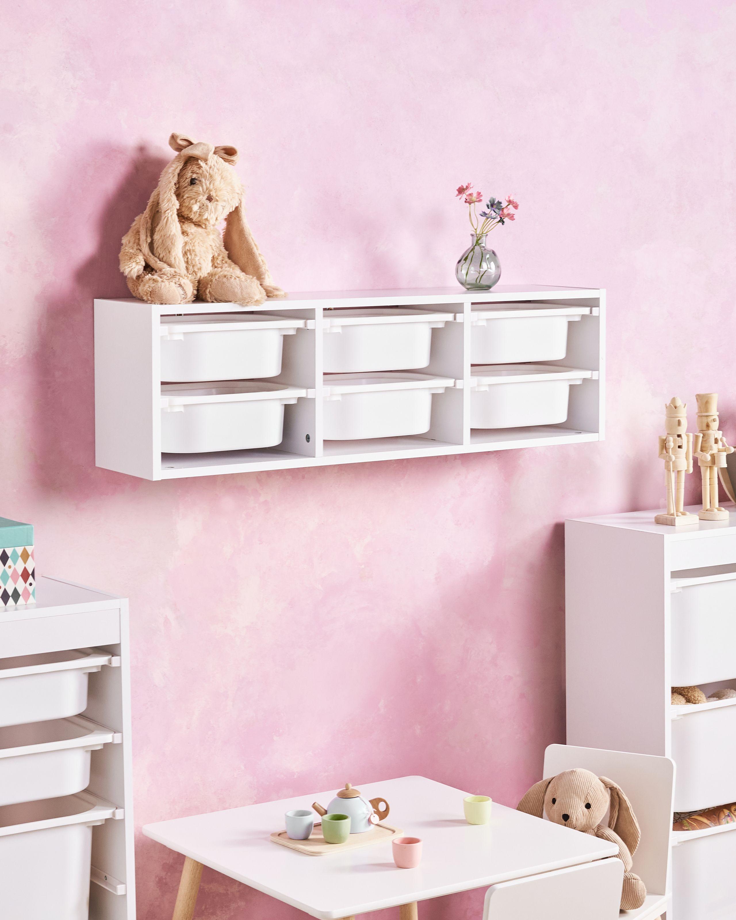 Beliani Wandregal mit Aufbewahrungsboxen aus Faserplatte Modern TOBIN