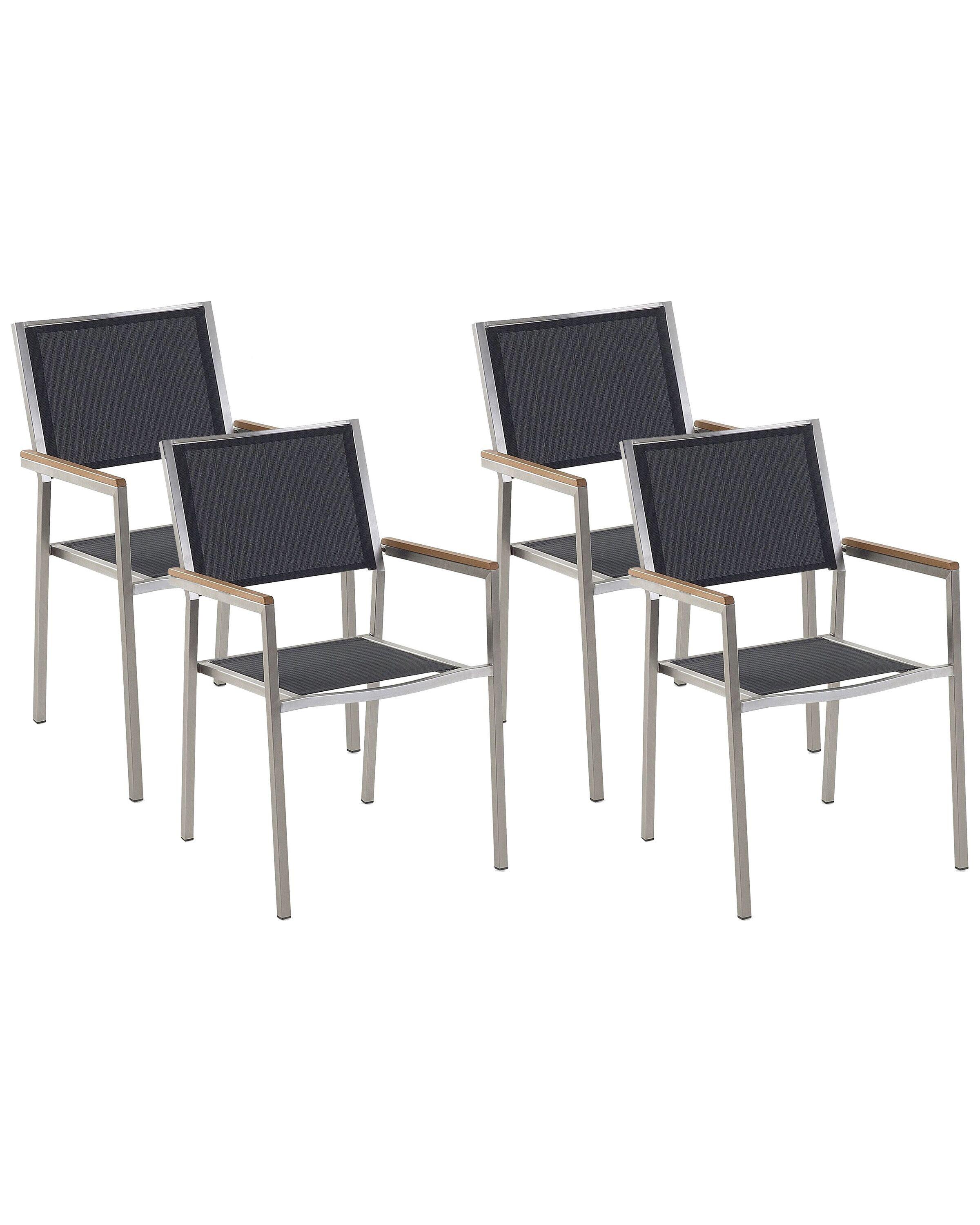 Beliani Gartenstuhl 4er Set aus Edelstahl Modern GROSSETO