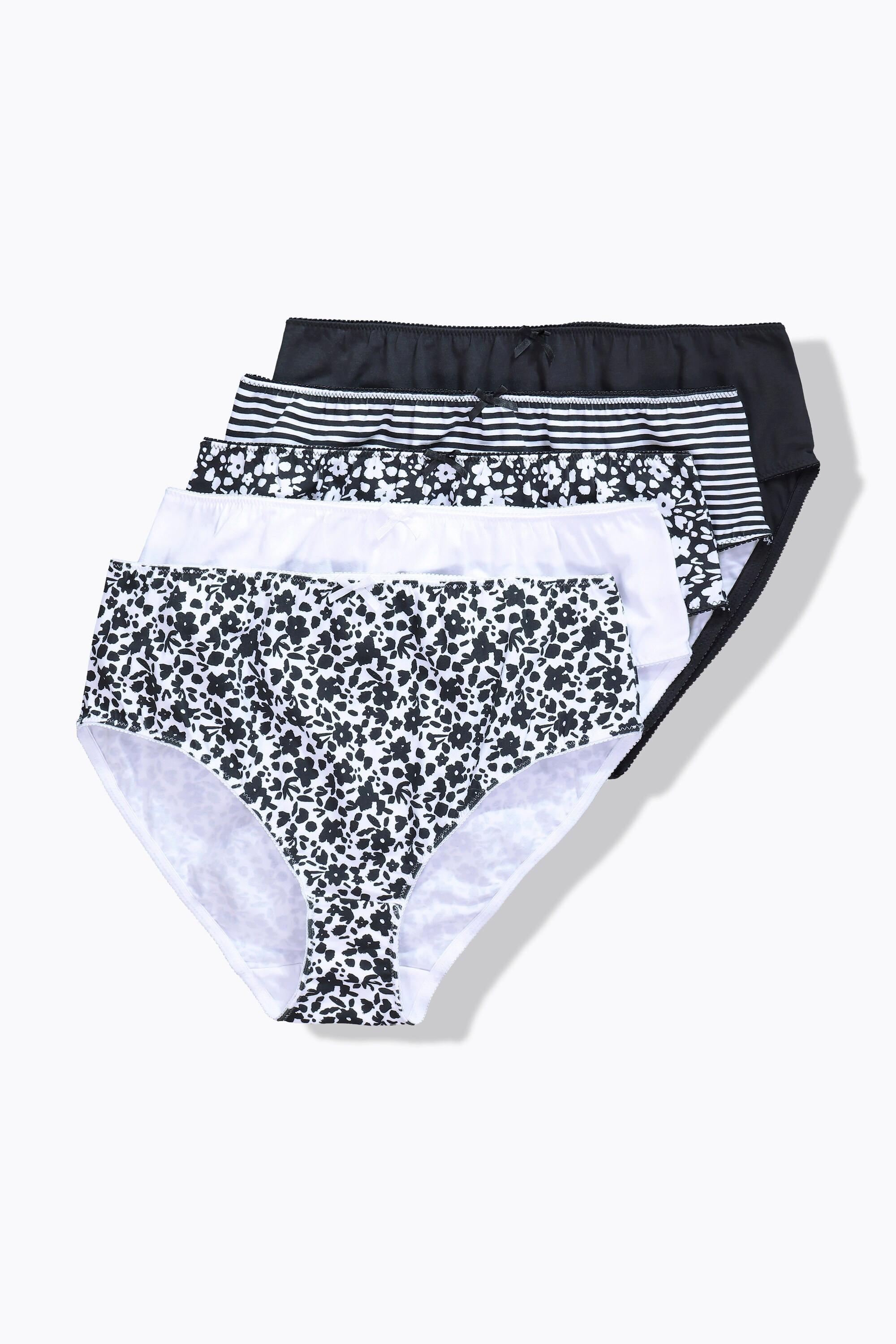 Ulla Popken Midislips, 5er-Pack, Blumen/einfarbig