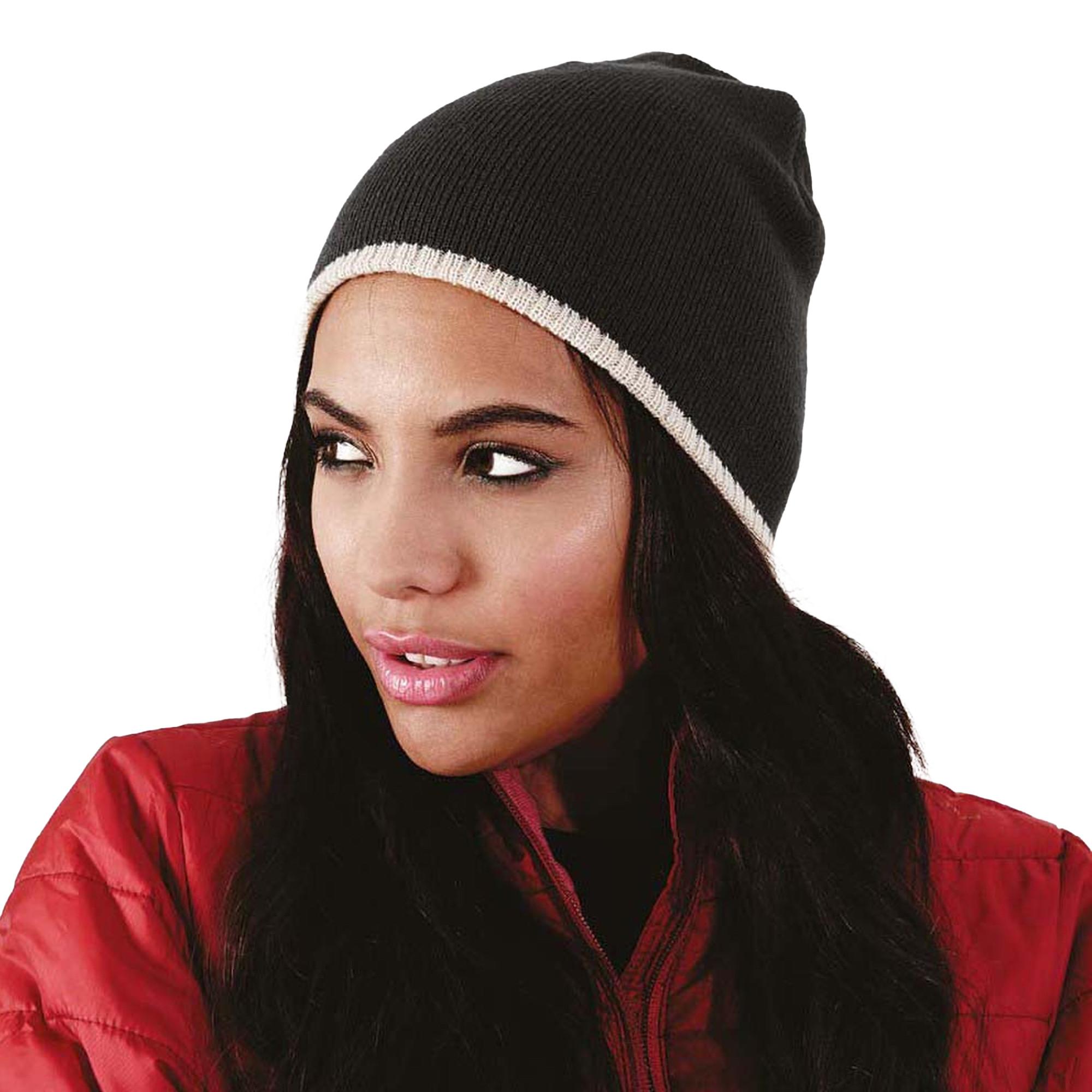 Beechfield Beanie Mütze Strickmütze mit Kontrastrand