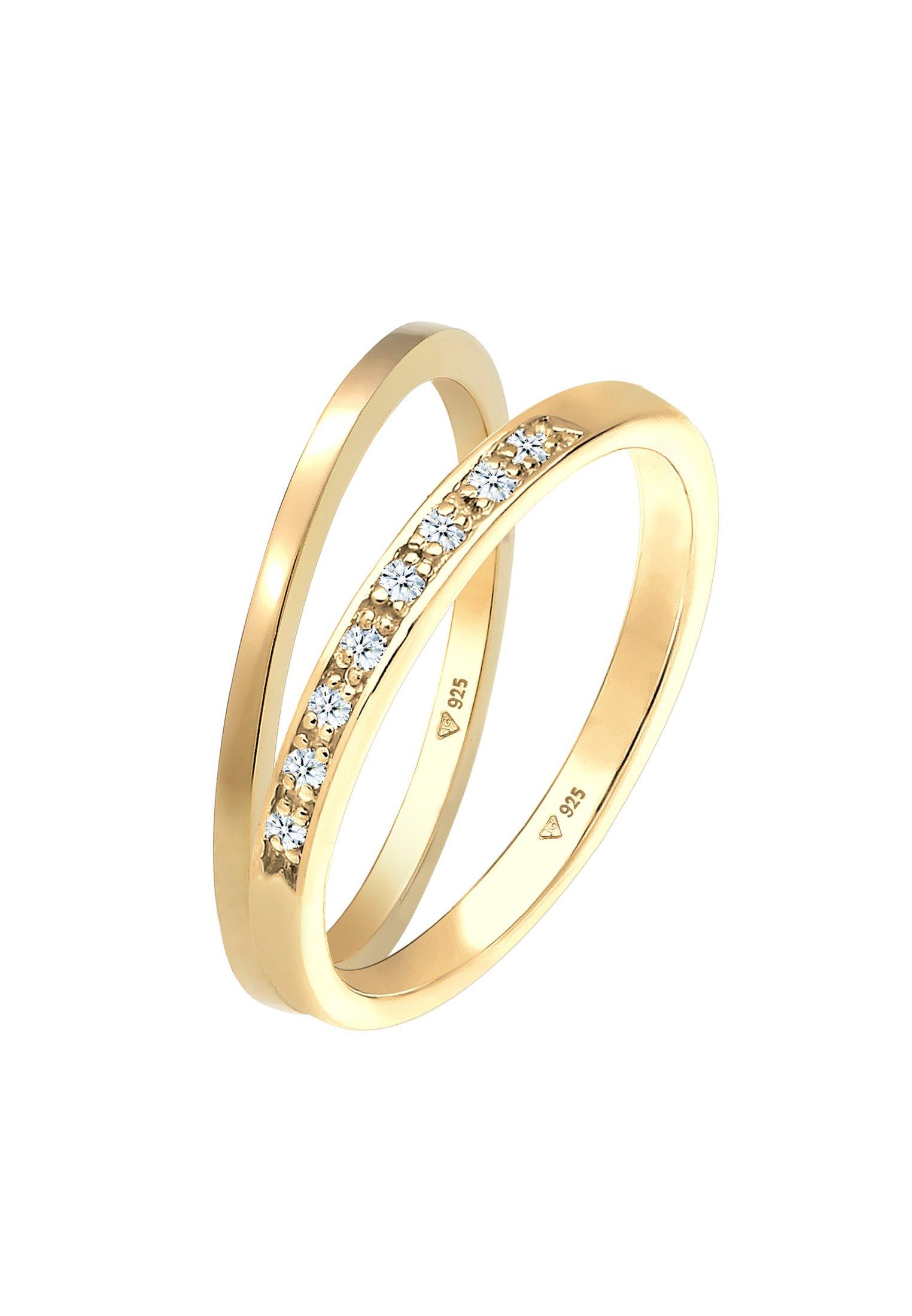 Elli Ring Basic Memoire Diamant (0.04 Ct) 2Er Set 925 Silber