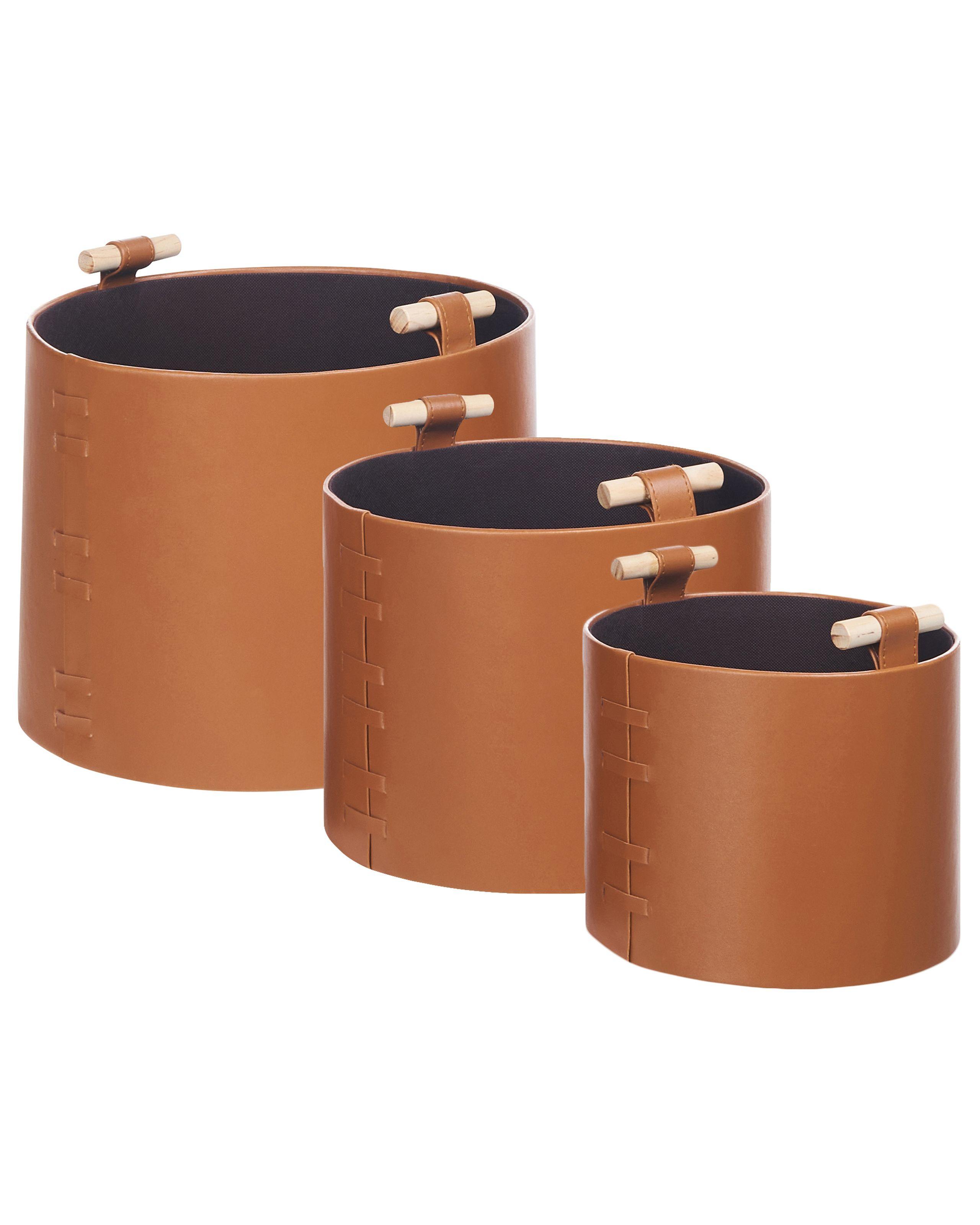 Beliani Korb, Büroaccessoires aus Kunstleder Retro ARAM