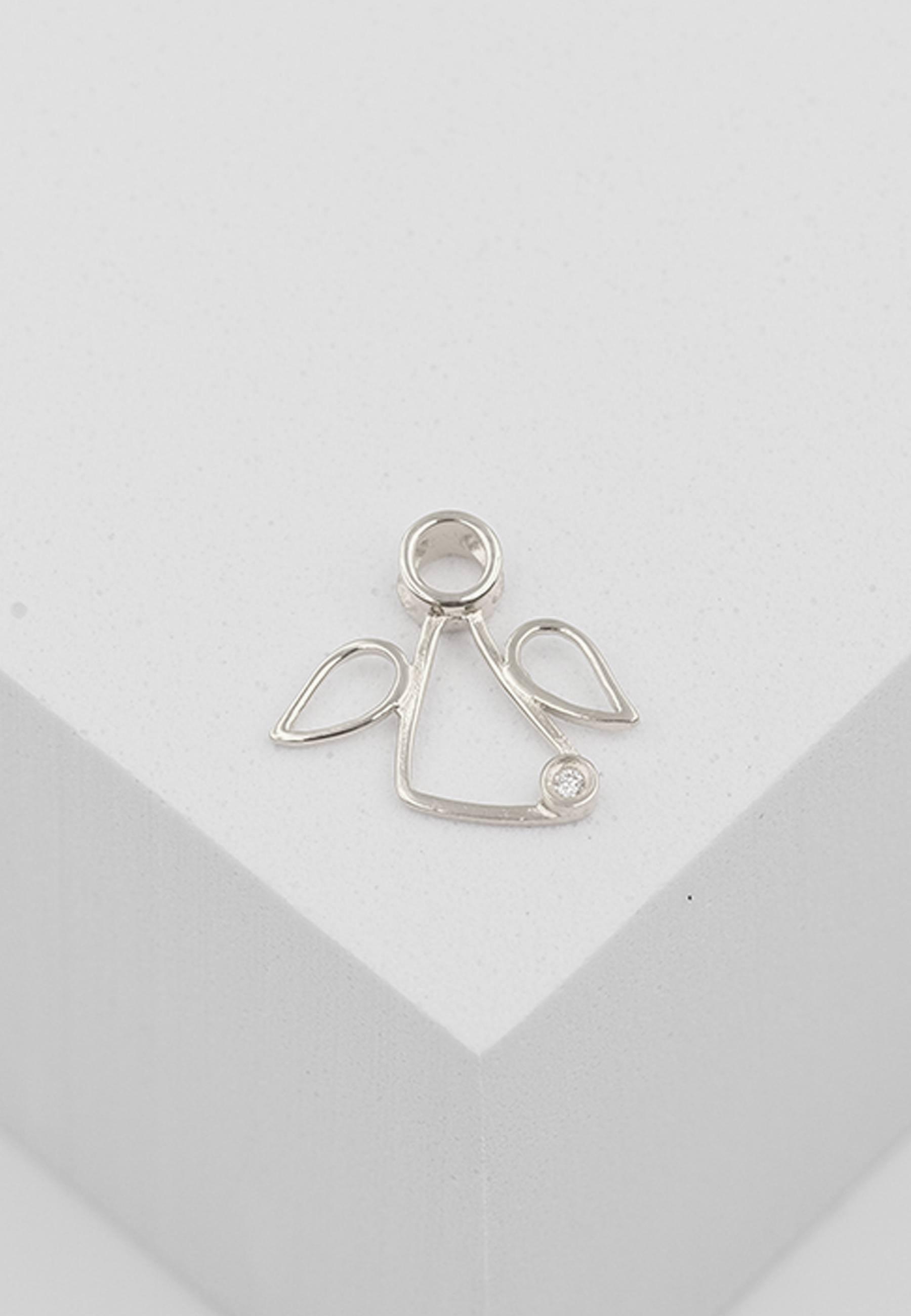 MUAU Schmuck Engel Anhänger Weissgold 750 Diamant 0.0075ct. 13x15mm
