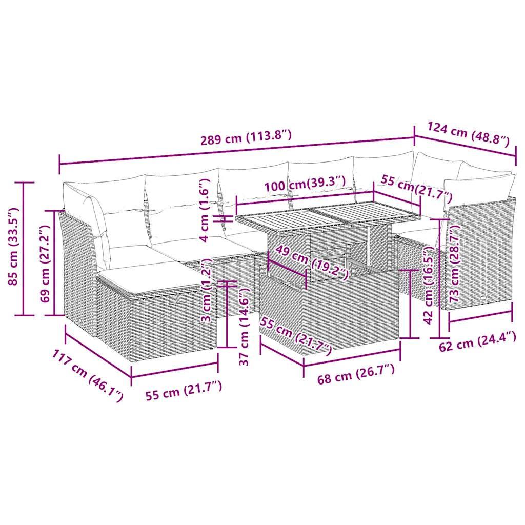 VidaXL Garten sofagarnitur poly-rattan