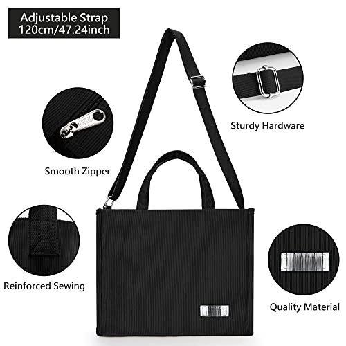 Only-bags.store Cordtasche Umhängetasche mit Reißverschluss, Handtasche Umhängetasche Shopper für Schule Arbeit