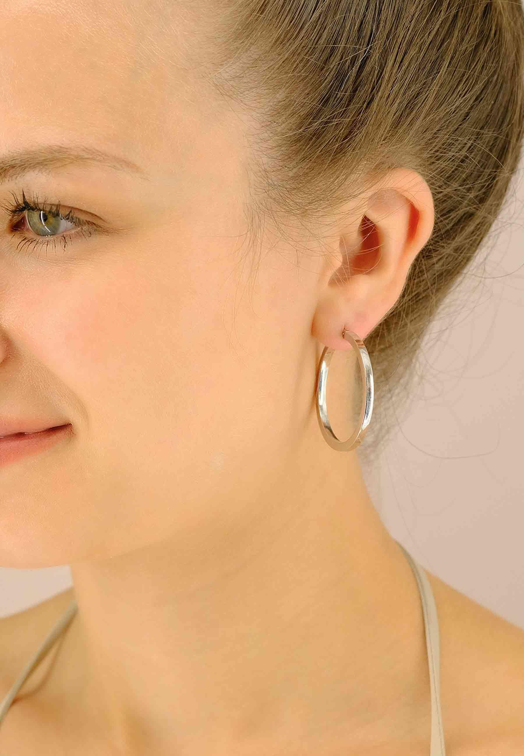 MUAU Schmuck Creolen Weissgold 750 Vierkantdraht 35mm
