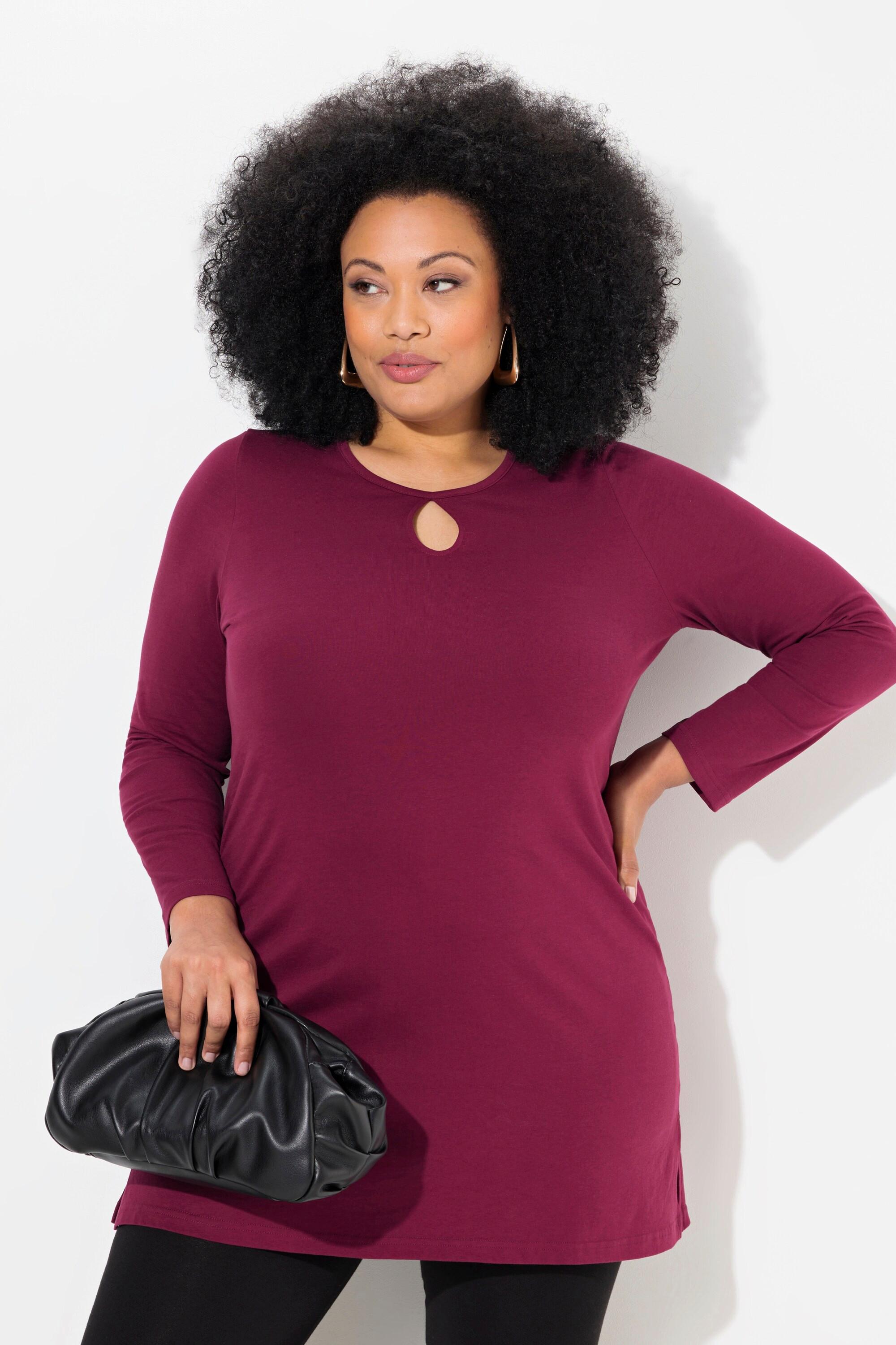 Ulla Popken A-Linie Keyhole Rundhals Langarm Longshirt