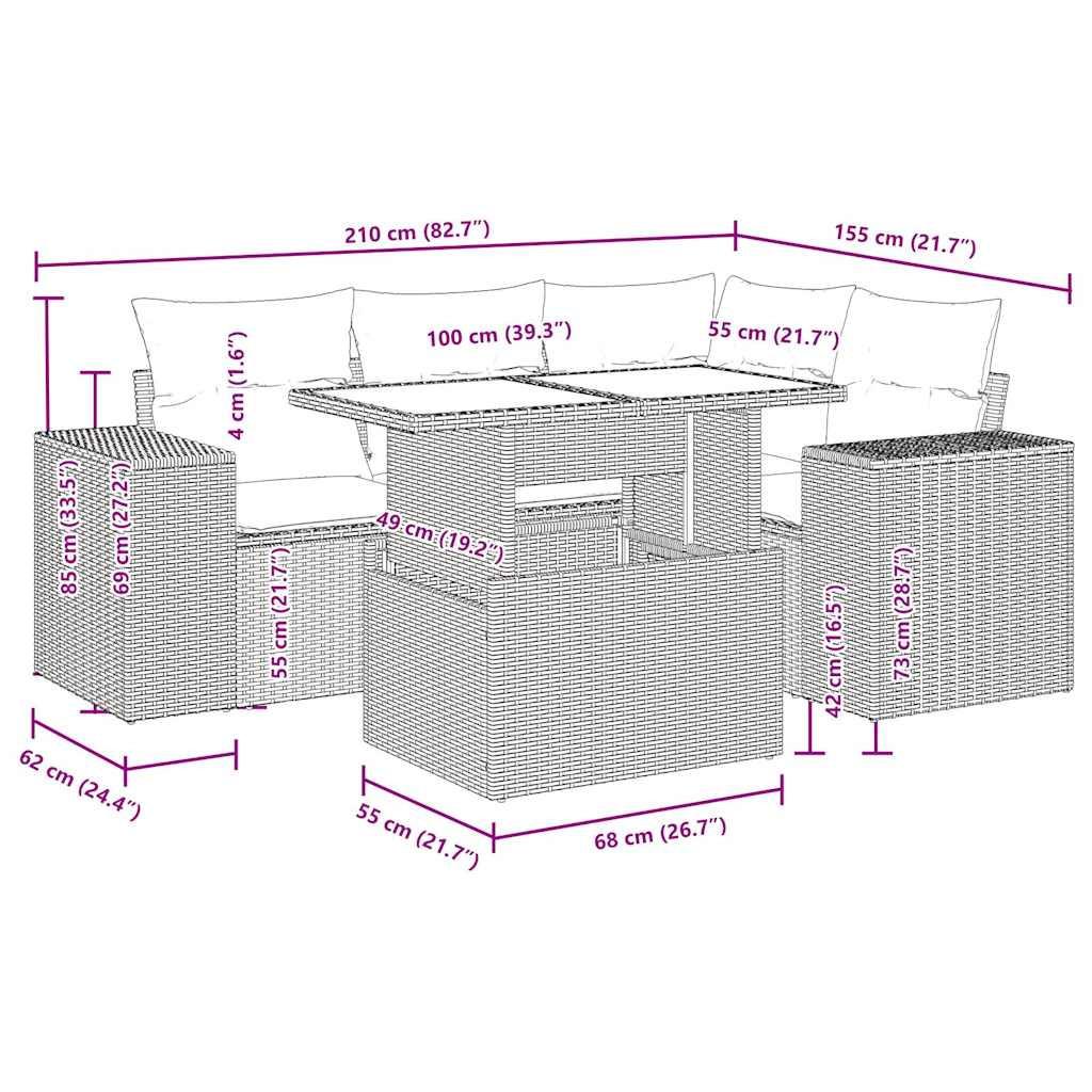 VidaXL Garten sofagarnitur poly-rattan