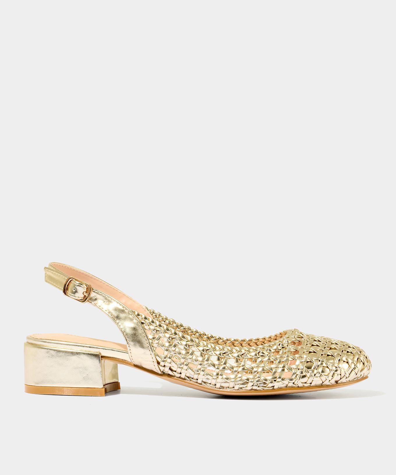 Joe Browns Geflochtene Metallic Blockabsatz Sling Back Schuhe