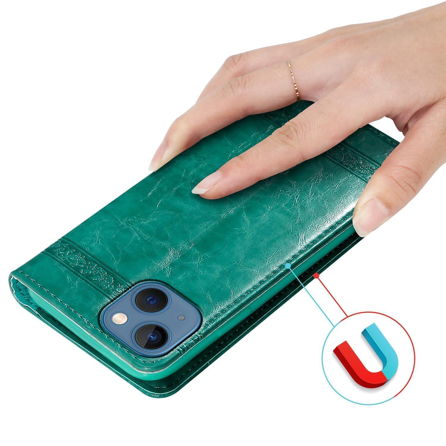Cadorabo Cadorabo Hülle kompatibel mit Apple iPhone 13 MINI mit Ornamenten - Schutzhülle mit Magnetverschluss, Standfunktion und Kartenfach