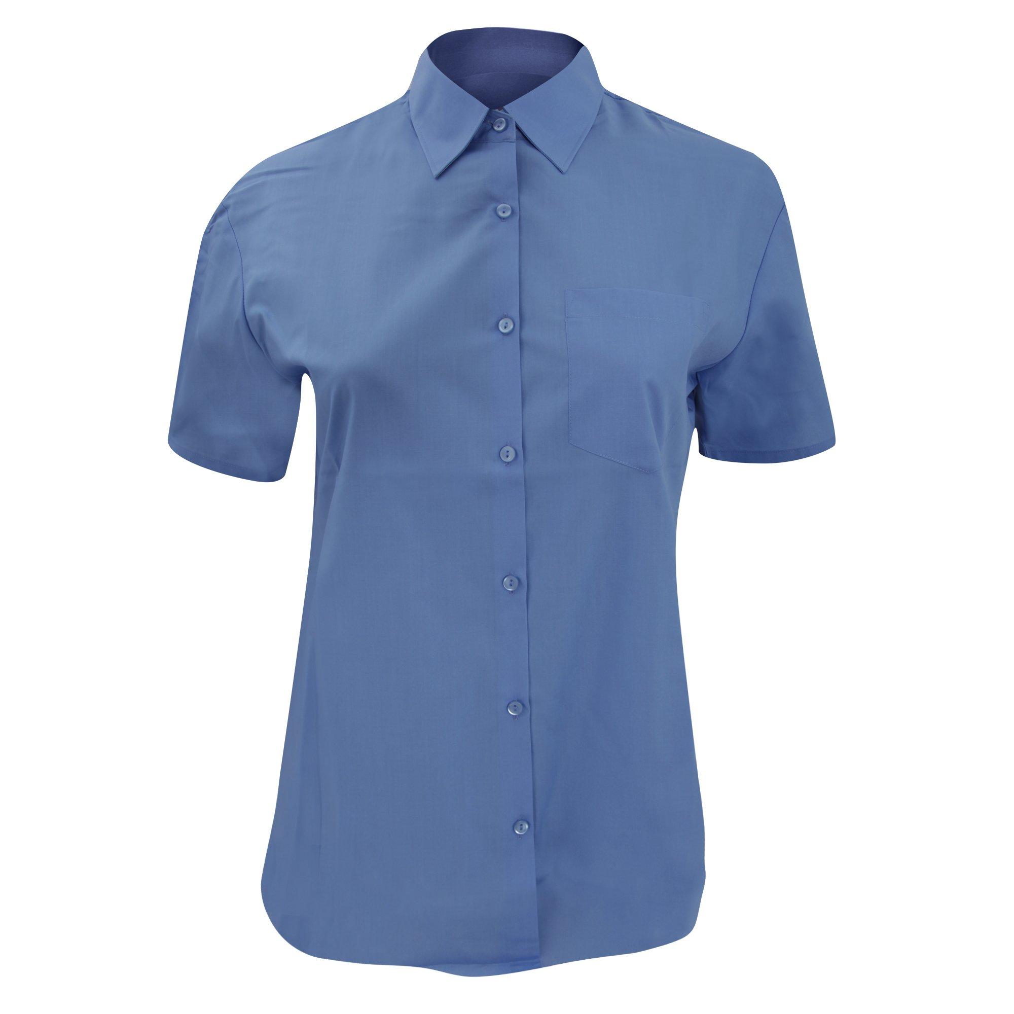 Russell Collection Poplin Kurzarm Pflegeleichte Bluse