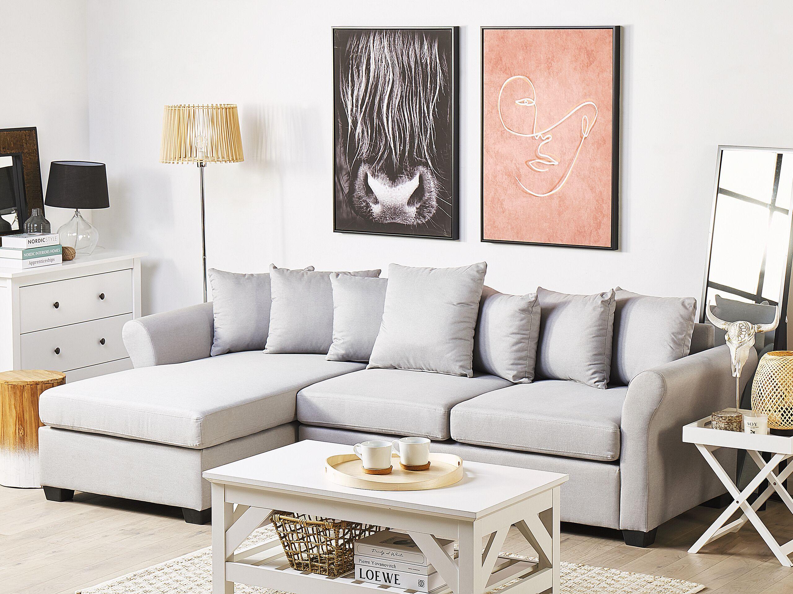 Beliani Rechtsseitiges Ecksofa aus Polyester Klassisch VIKNA