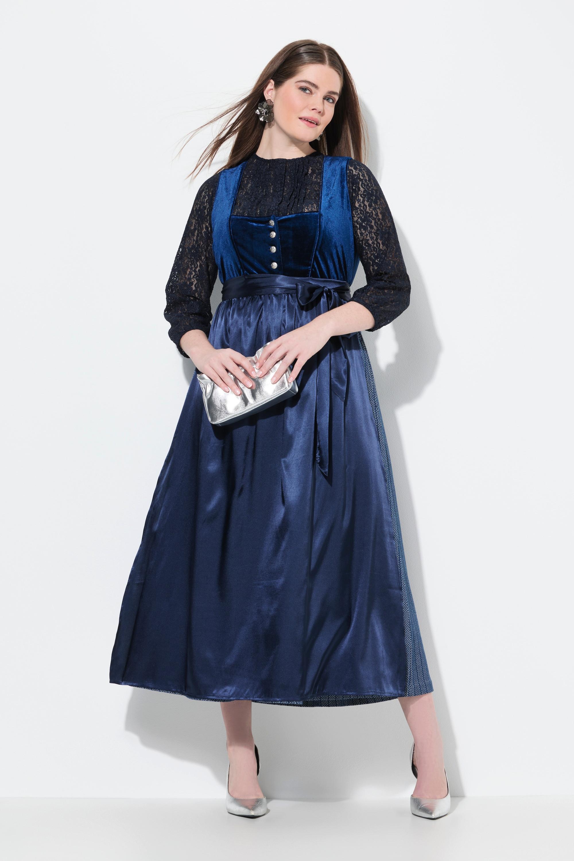 Ulla Popken Dirndl Stretch-Samt Carré-Ausschnitt Ärmellos