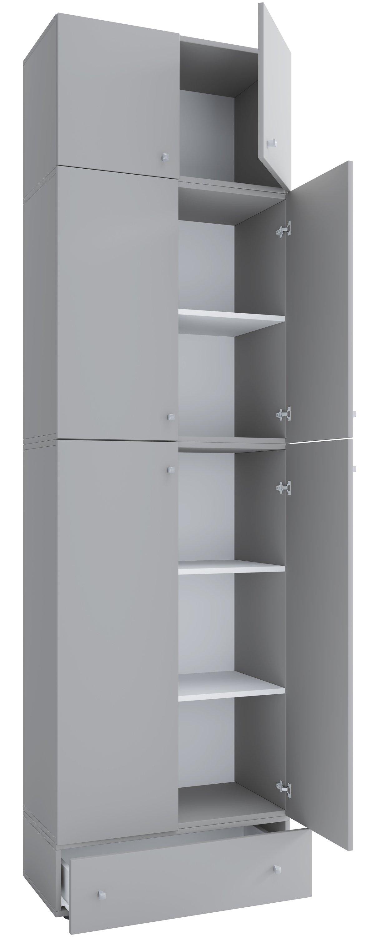 VCM XXXL Büroschrank mit 5 Fächern mit Aufsatz und Schublade | moderner Aktenschrank mit Drehtüren | Maße ca. H. 240 x B. 70 x T. 39 cm – Lona 5-Fach