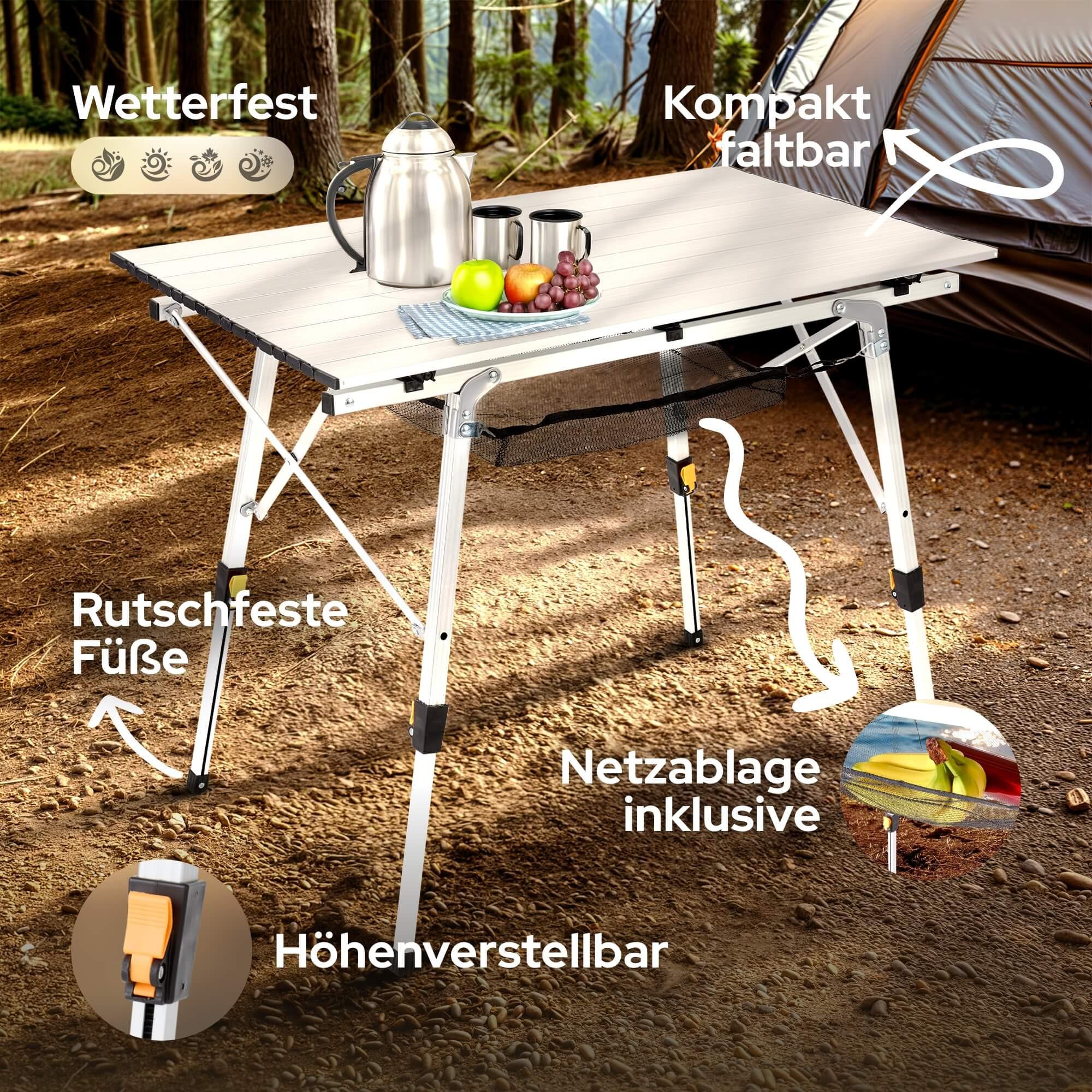 Arebos Campingtisch Rolltisch Aluminium Falttisch Outdoor