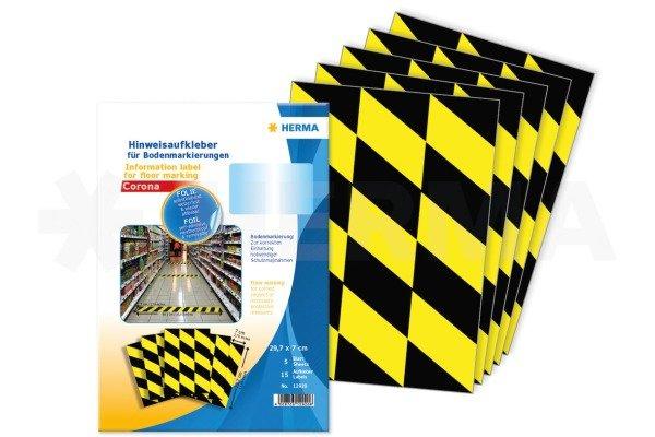 HERMA HERMA Bodenmarkierung 70x297mm 12920 Neutral schw./gelb 15Stk/5Bl.