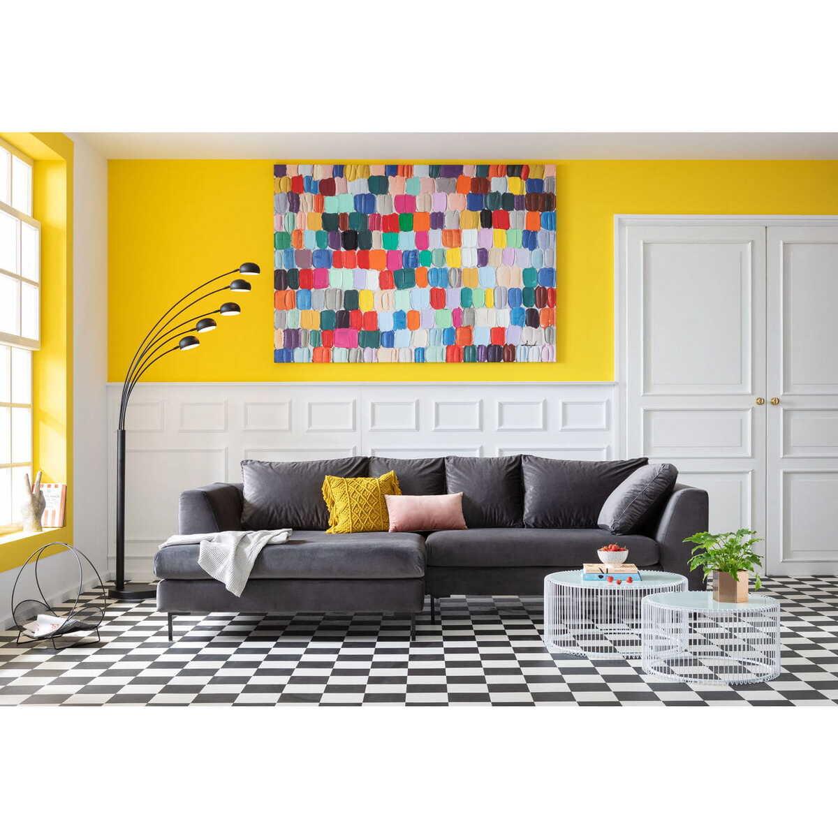 KARE Design Ecksofa Black Gianna Velvet Grau Links