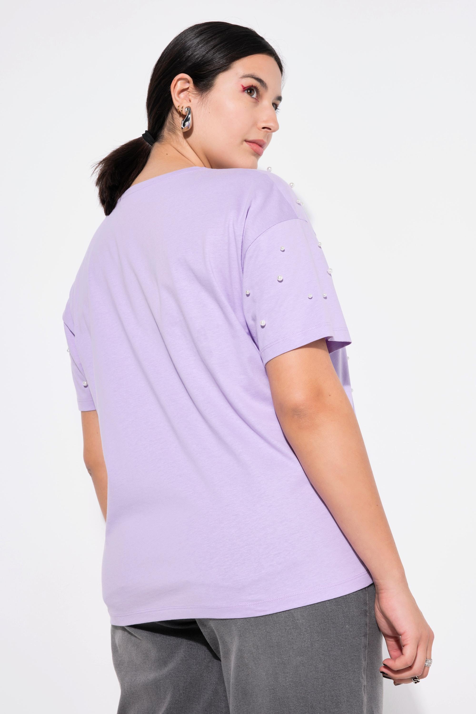 Studio Untold Oversized Halbarm T-Shirt mit Zierperlen