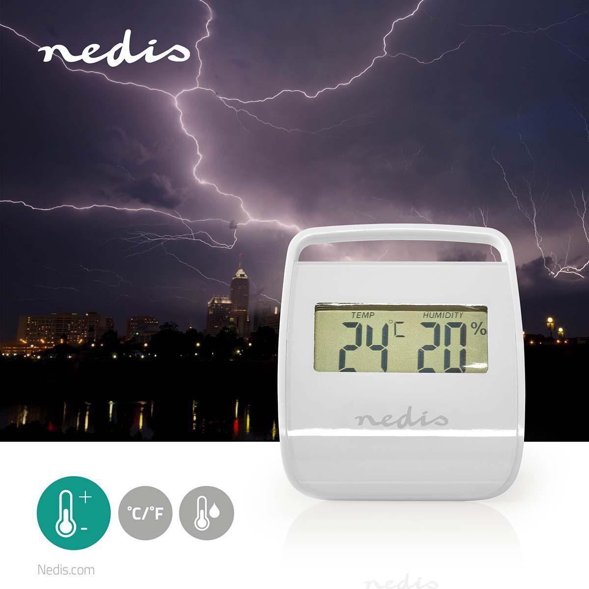 Nedis Digitales Thermometer | Innenraum | Raumtemperatur | Raumluftfeuchtigkeit | Weiß