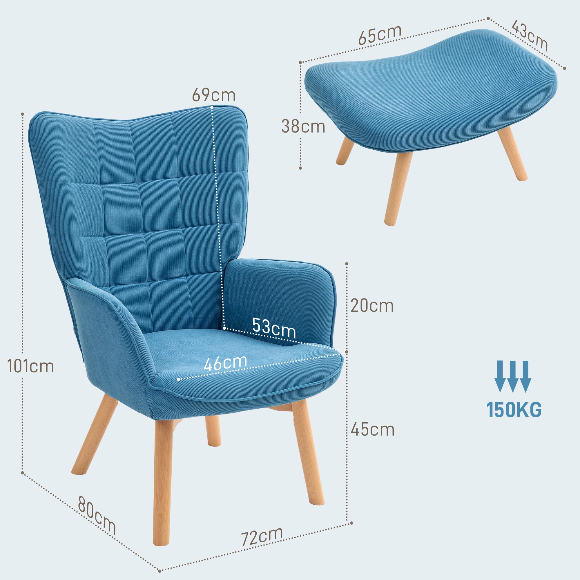 HOMCOM Ohrensessel mit Hocker