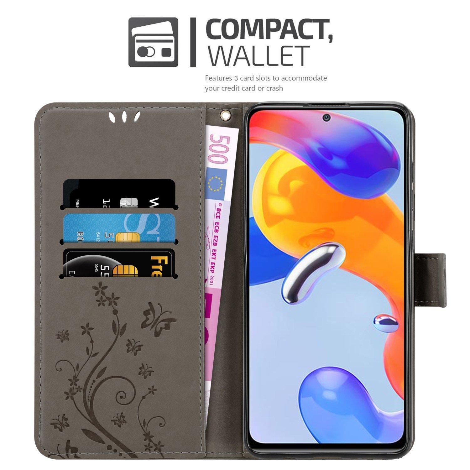Cadorabo Hülle für Xiaomi RedMi NOTE 11 PRO 4G 5G Blumen Design Magnetverschluss