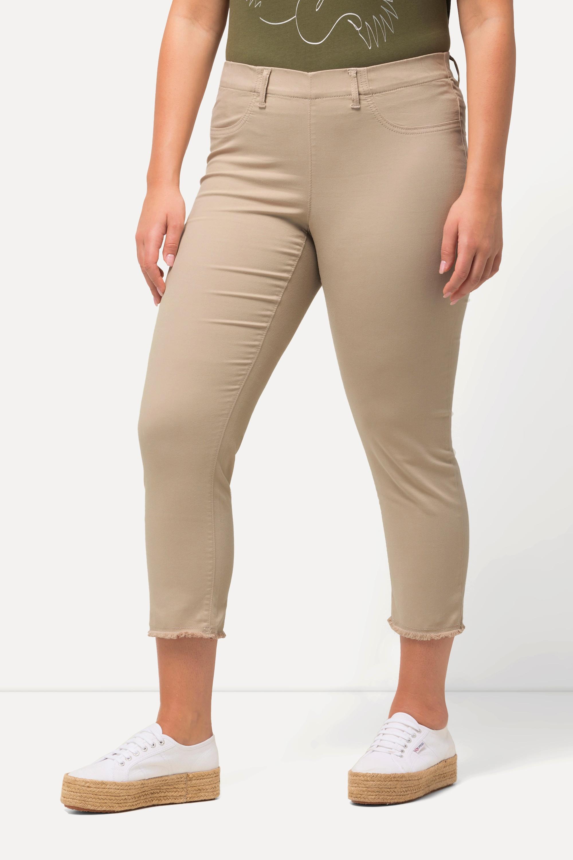 Ulla Popken Sienna 7/8 Hose schmaler Bein Fransensaum