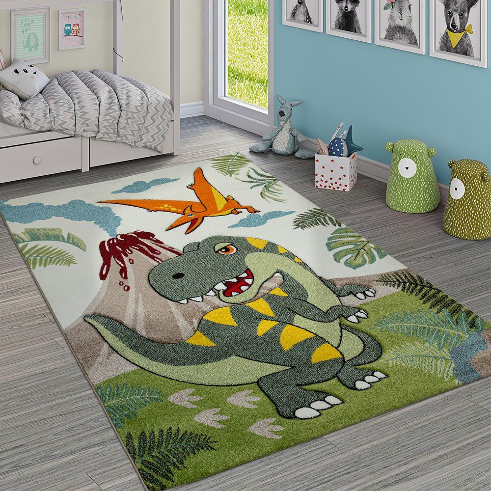 Paco Home Kurzflor Kinderteppich Dinosaurier
