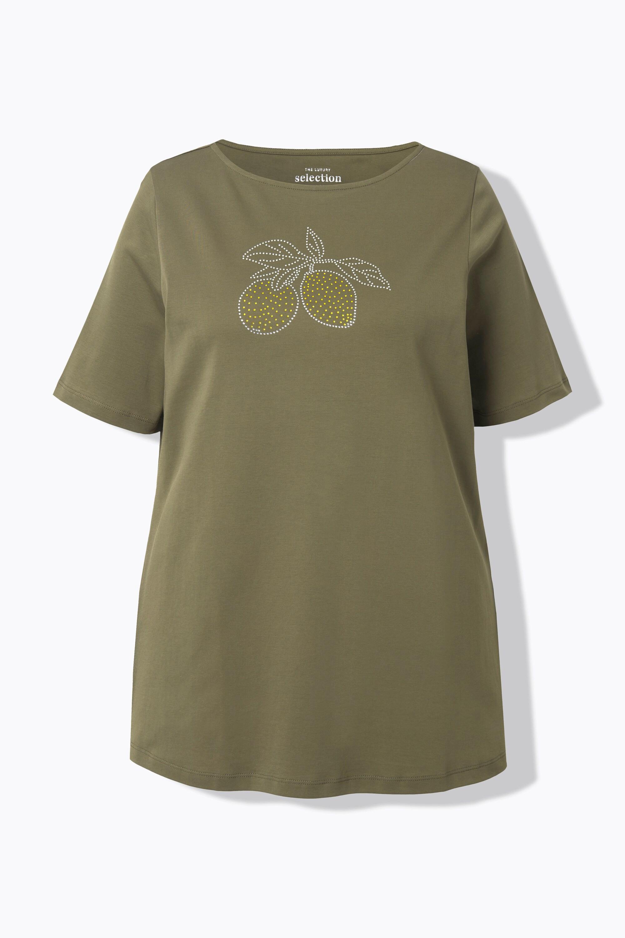 Ulla Popken Zitrone U-Boot-Ausschnitt Halbarm Pima Cotton T-Shirt