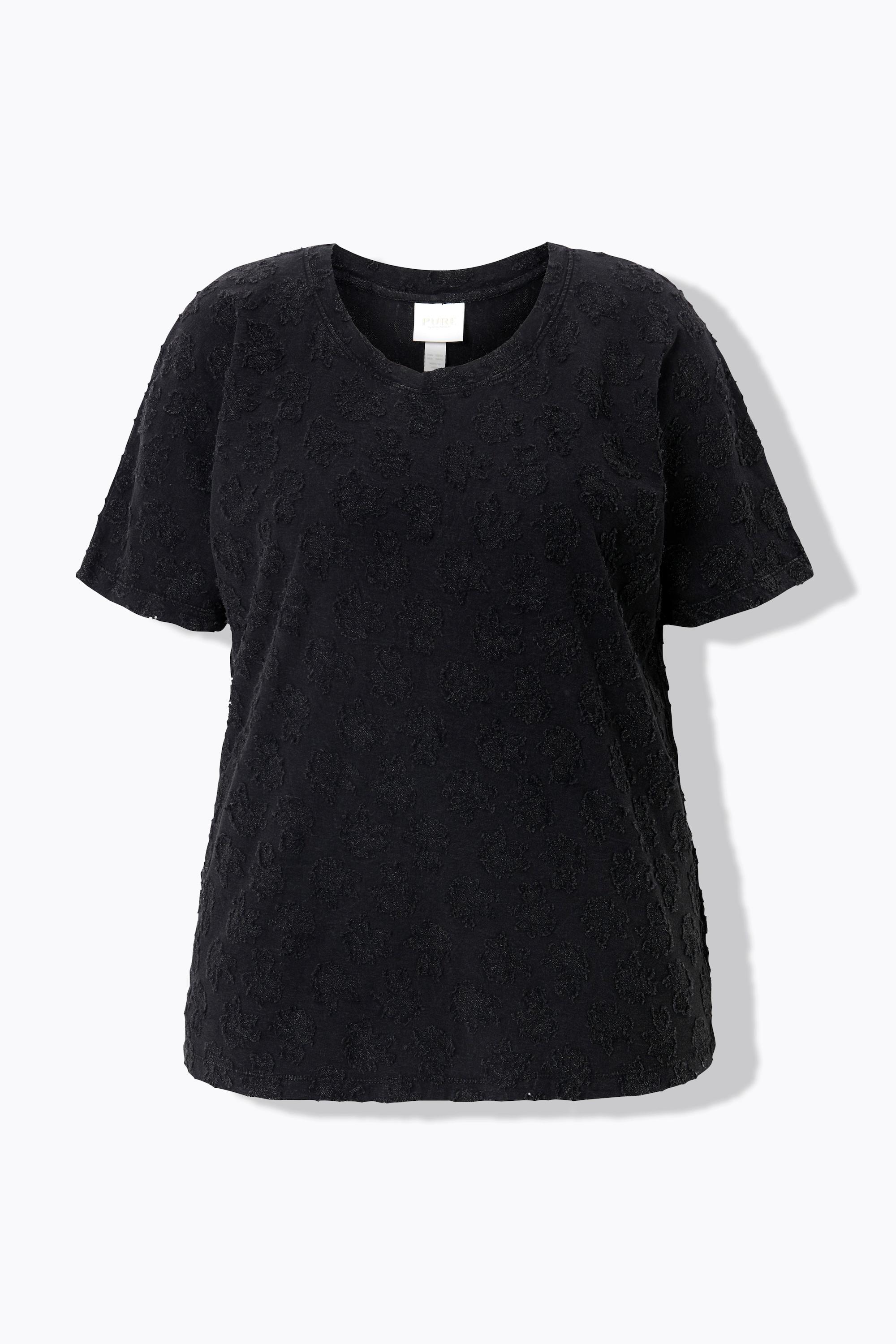 Ulla Popken T-Shirt 3D Struktur Rundhals Halbarm