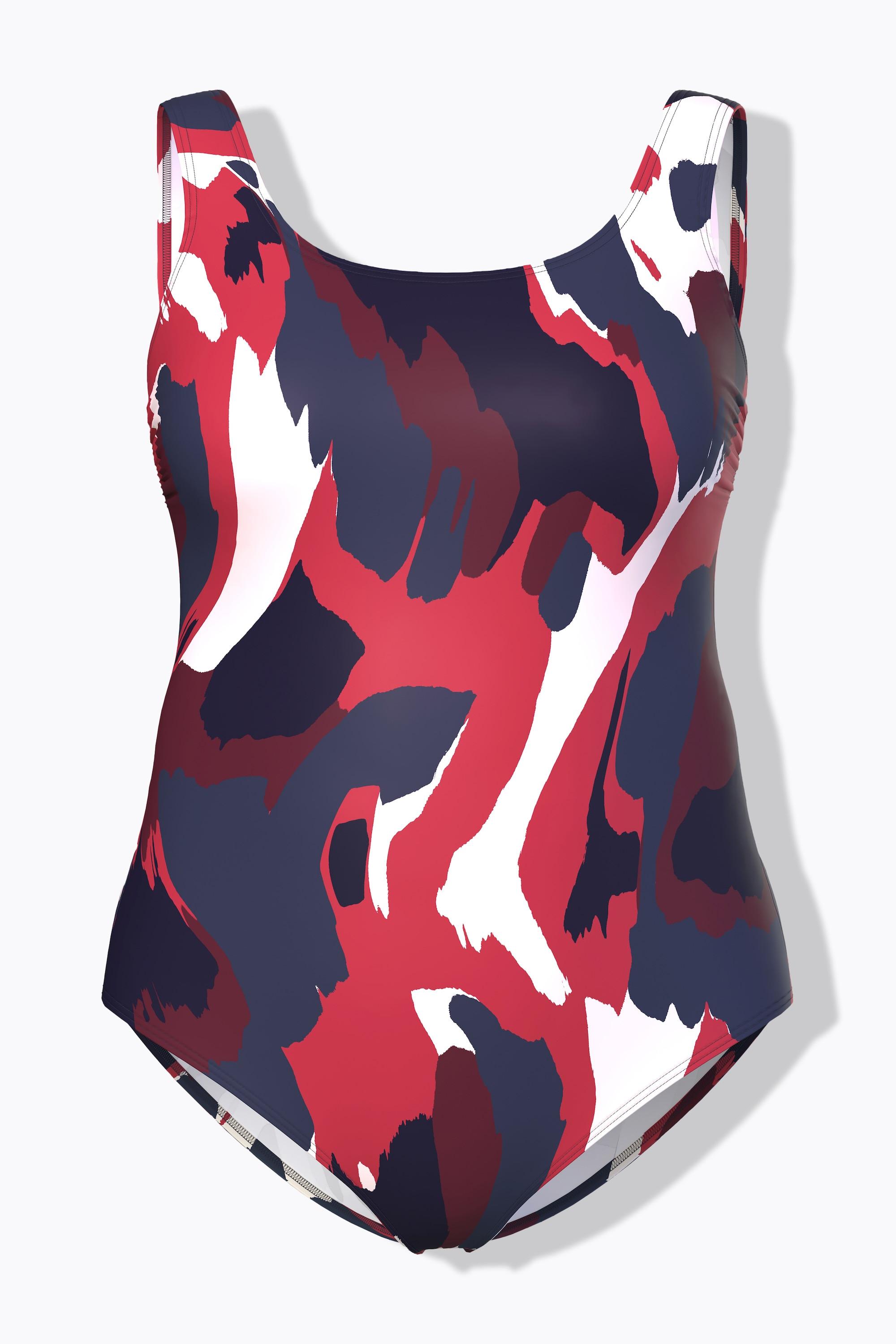 Ulla Popken Badeanzug, Fleckenmuster, ohne Softcups, Rundhals