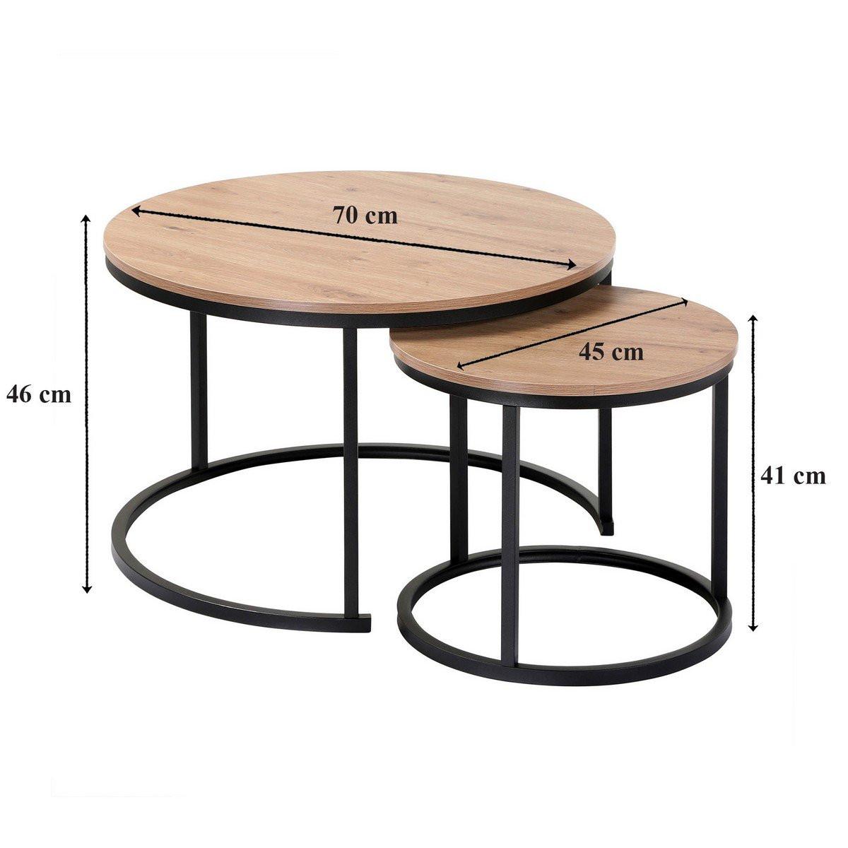 Calicosy Set aus 2 stapelbaren runden Beistelltischen - L70 cm