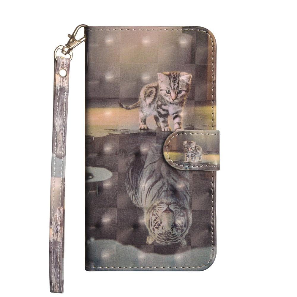 Cover-Discount iPhone Xs / X - Etui Ledertasche Katze Glitzer Effekt
