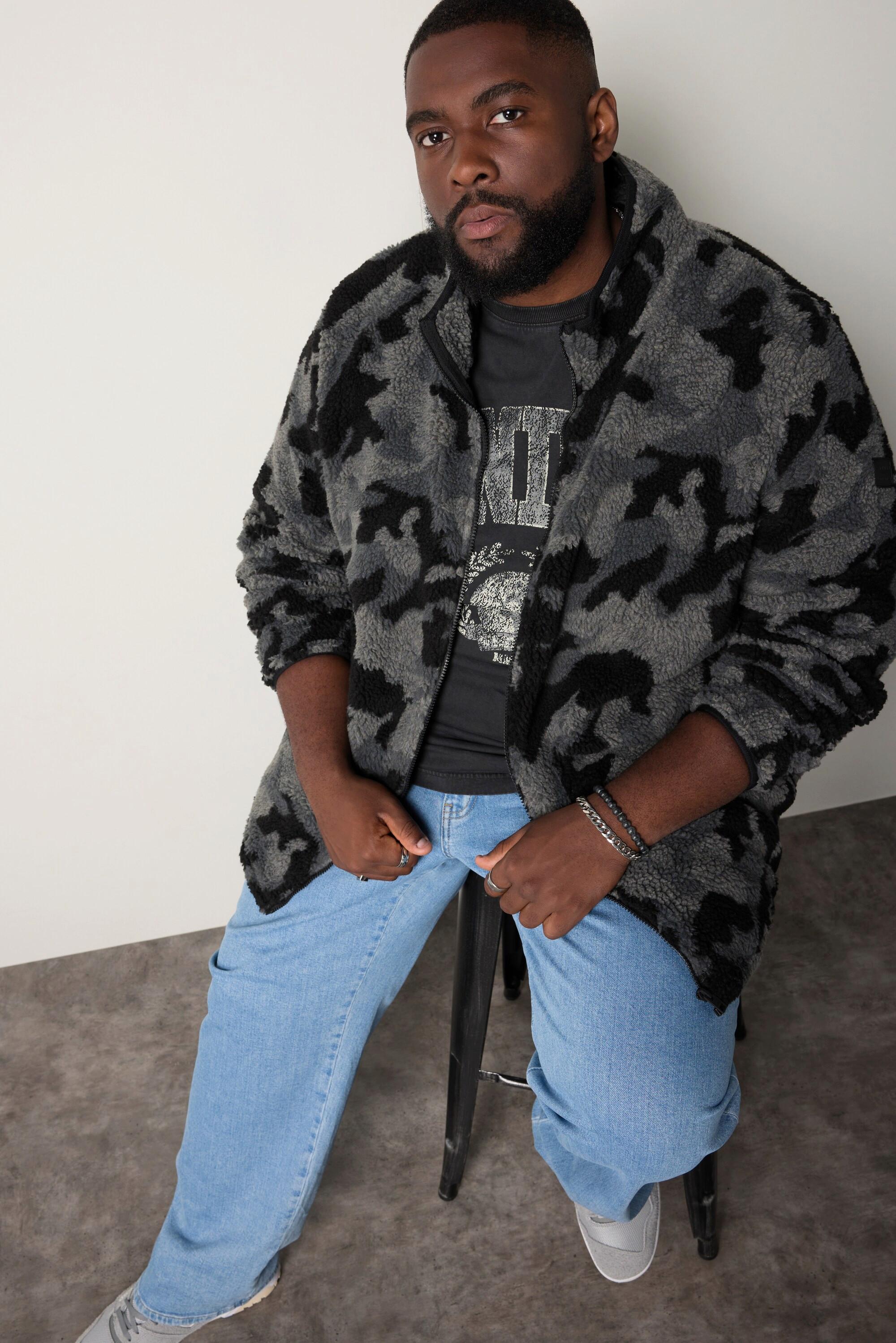 Sthuge Teddyjacke, Camouflage, Stehkragen