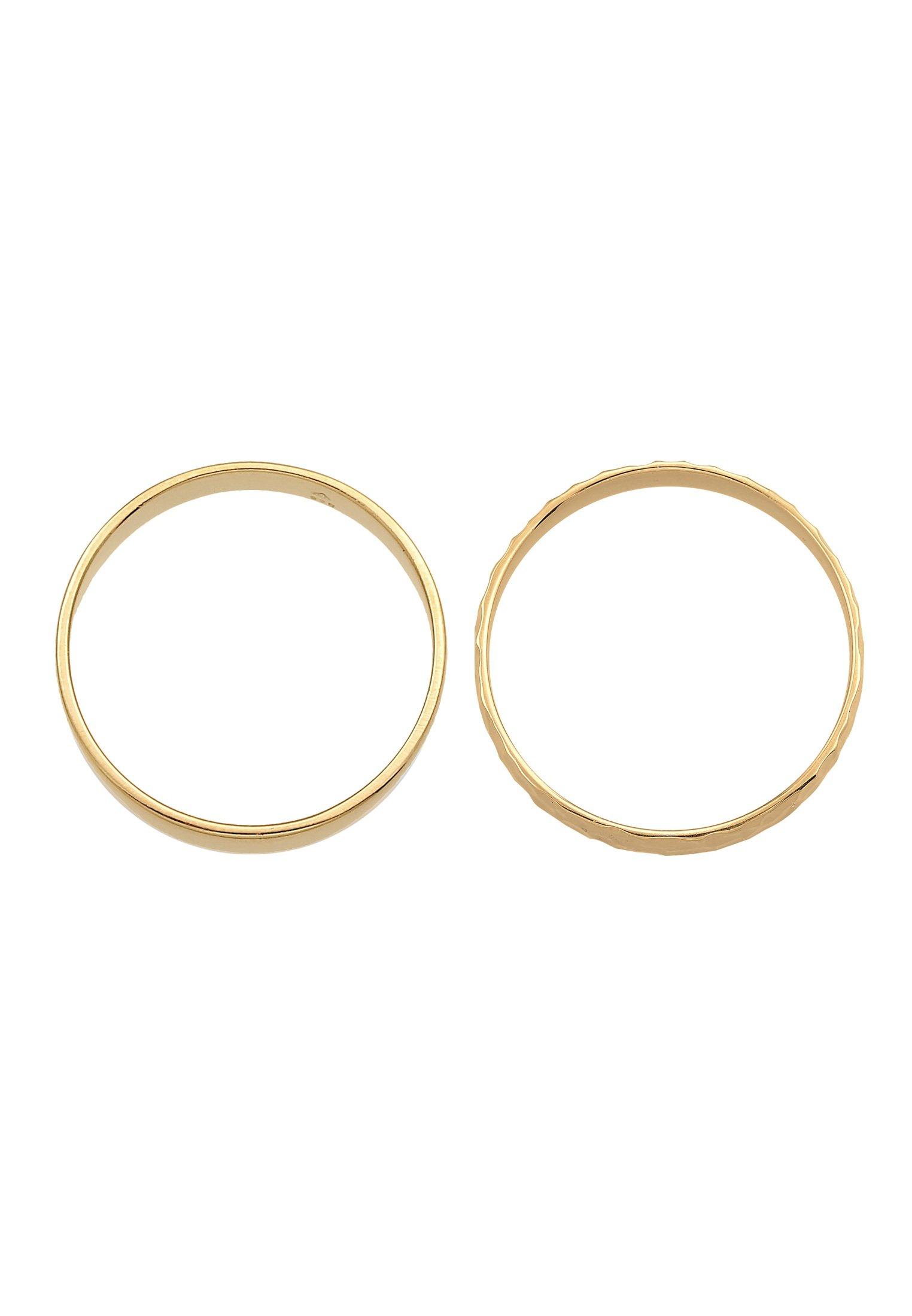 Kuzzoi Ring Set Unisex Basic Gehämmert 925 Silber