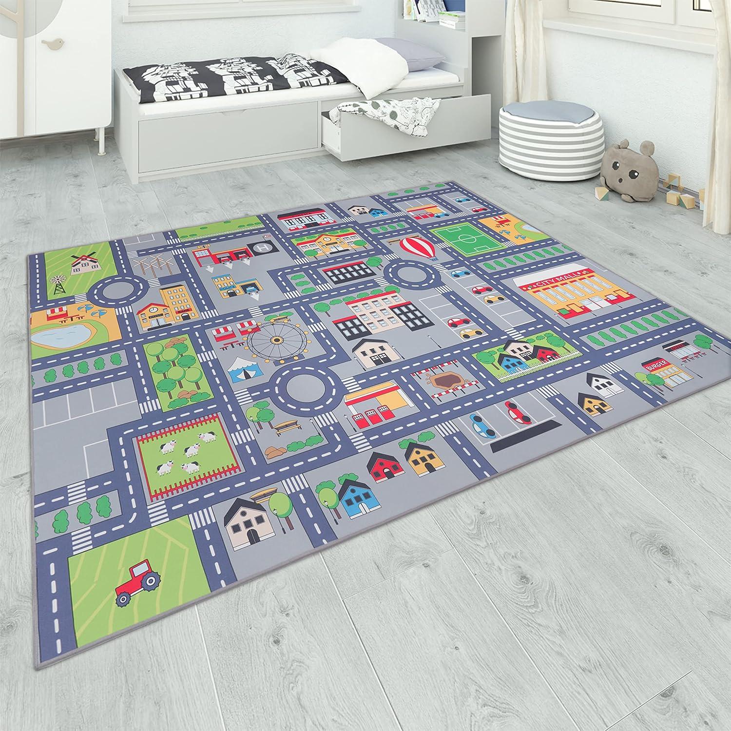 Paco Home Kinder Teppich Kinderzimmer Auto Spielteppich