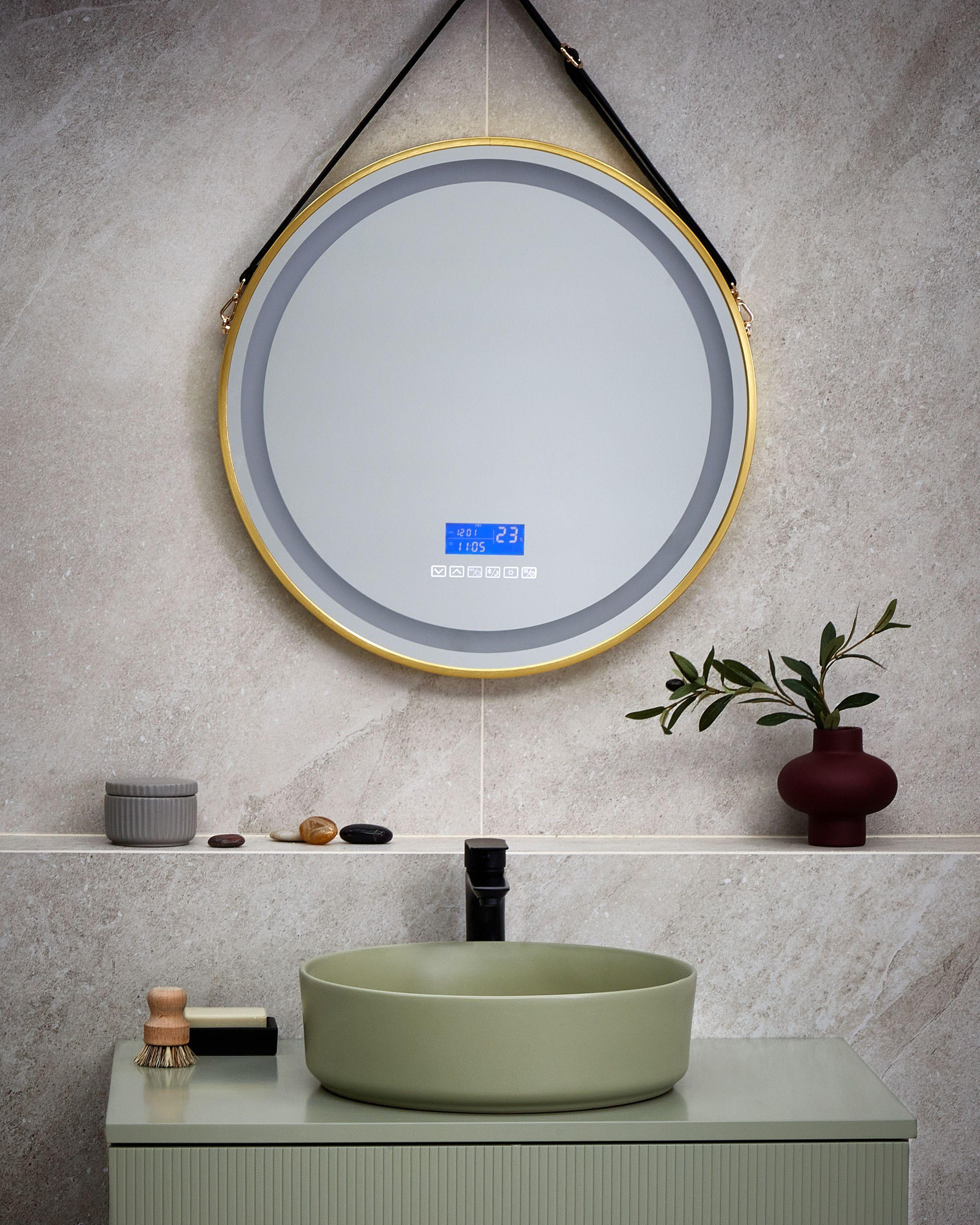Beliani LED-Badezimmer-Spiegel aus Kunststoff Industriell DAROIS