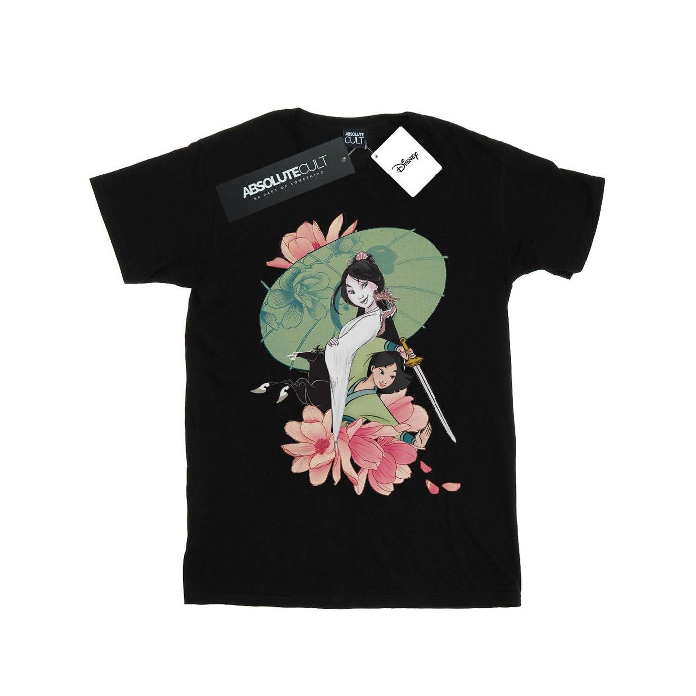 Disney Mulan Floral Umbrella Grafikdruck T-Shirt