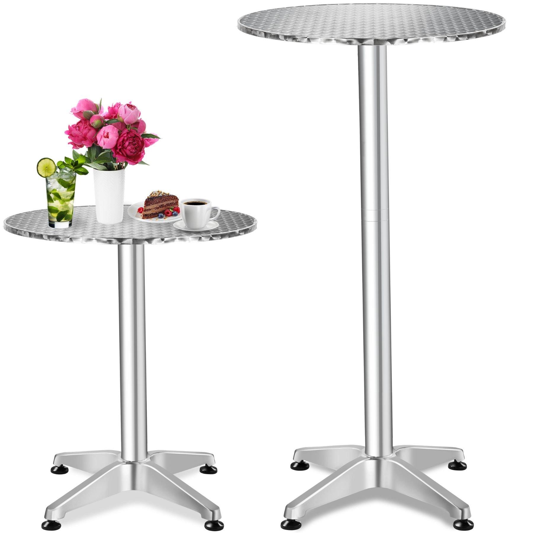 Tectake Aluminium Bistrotisch Ø60cm höhenverstellbar