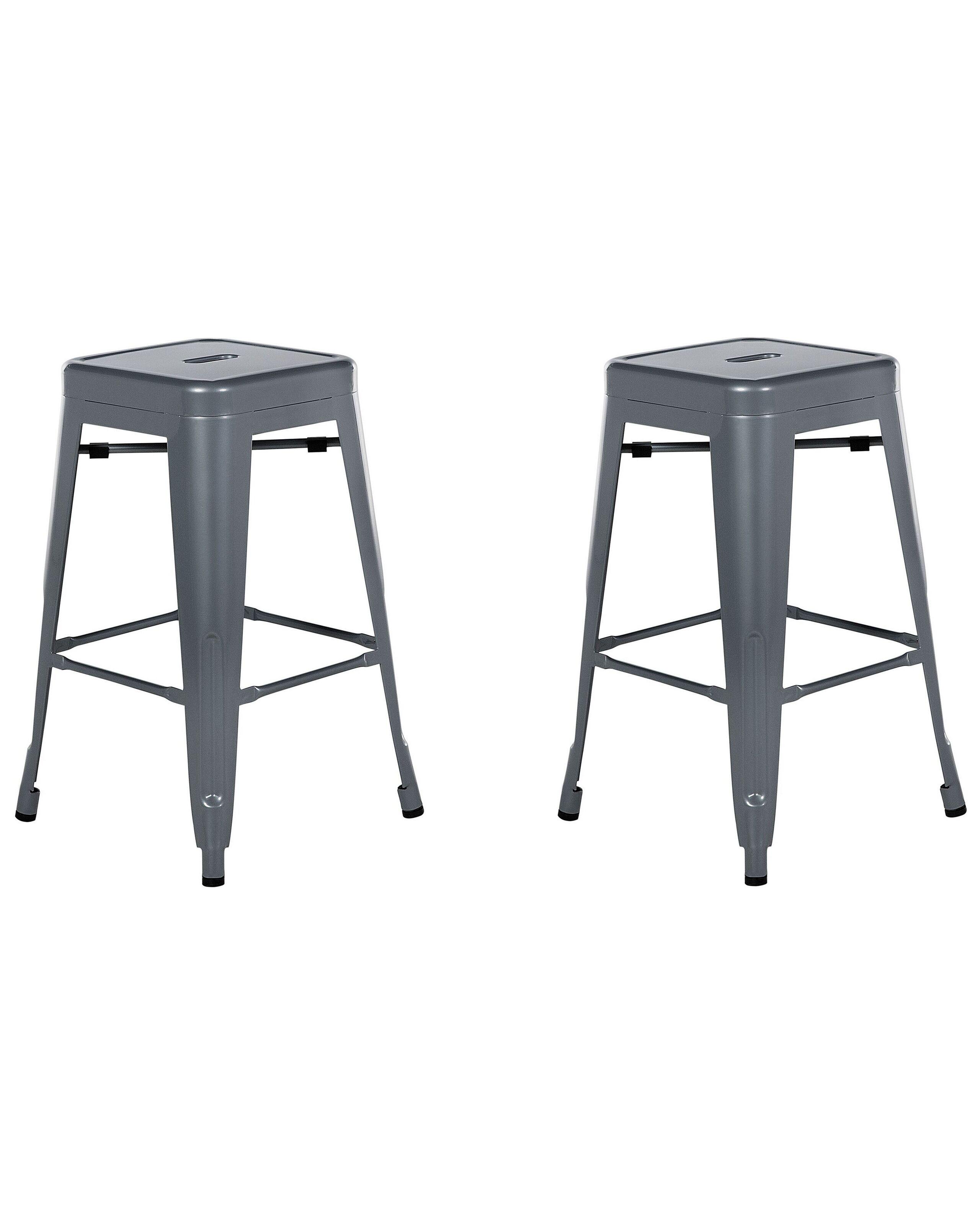 Beliani Set mit 2 Barhockern aus Stahl Industriell CABRILLO