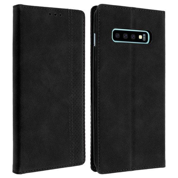 Avizar Vintage Cover Galaxy S10 Plus Schwarz
