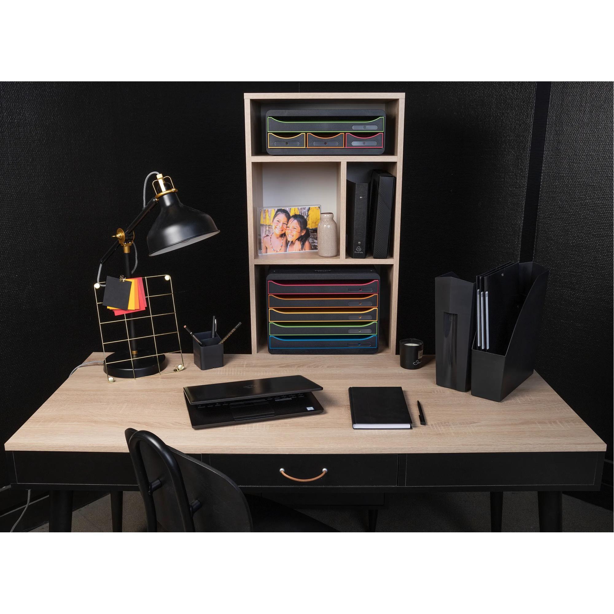 Exacompta Schubladenbox Big Box Plus Horizon, Querformat, 5 offene Schubladen, Black Office
