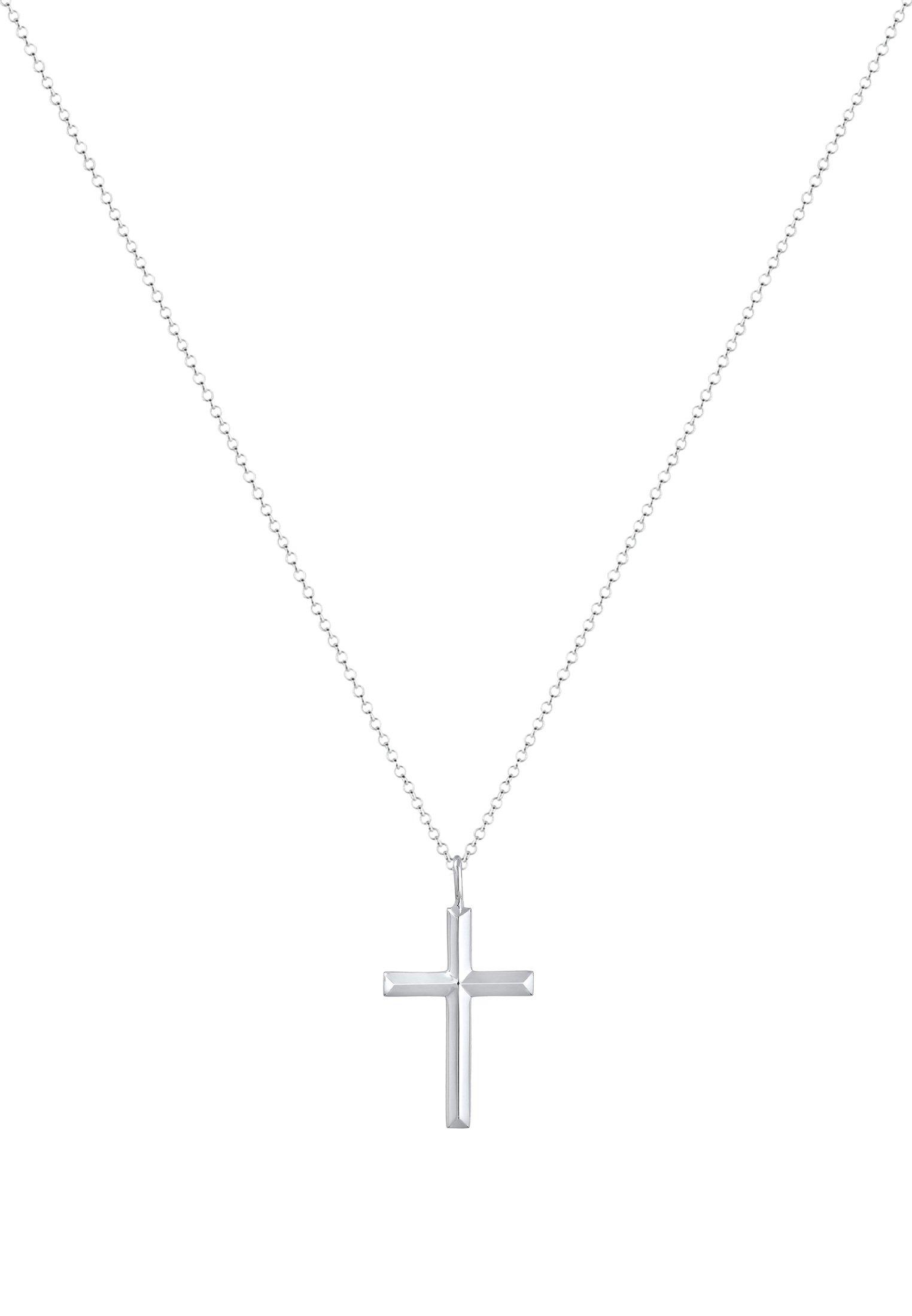 Kuzzoi Halskette Erbskette Kreuz Oxidiert Massiv 925 Silber