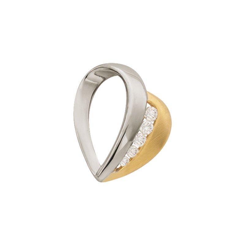 MUAU Schmuck Anhänger Herz Gelbgold 750 Diamant 0.095ct. 15x12mm