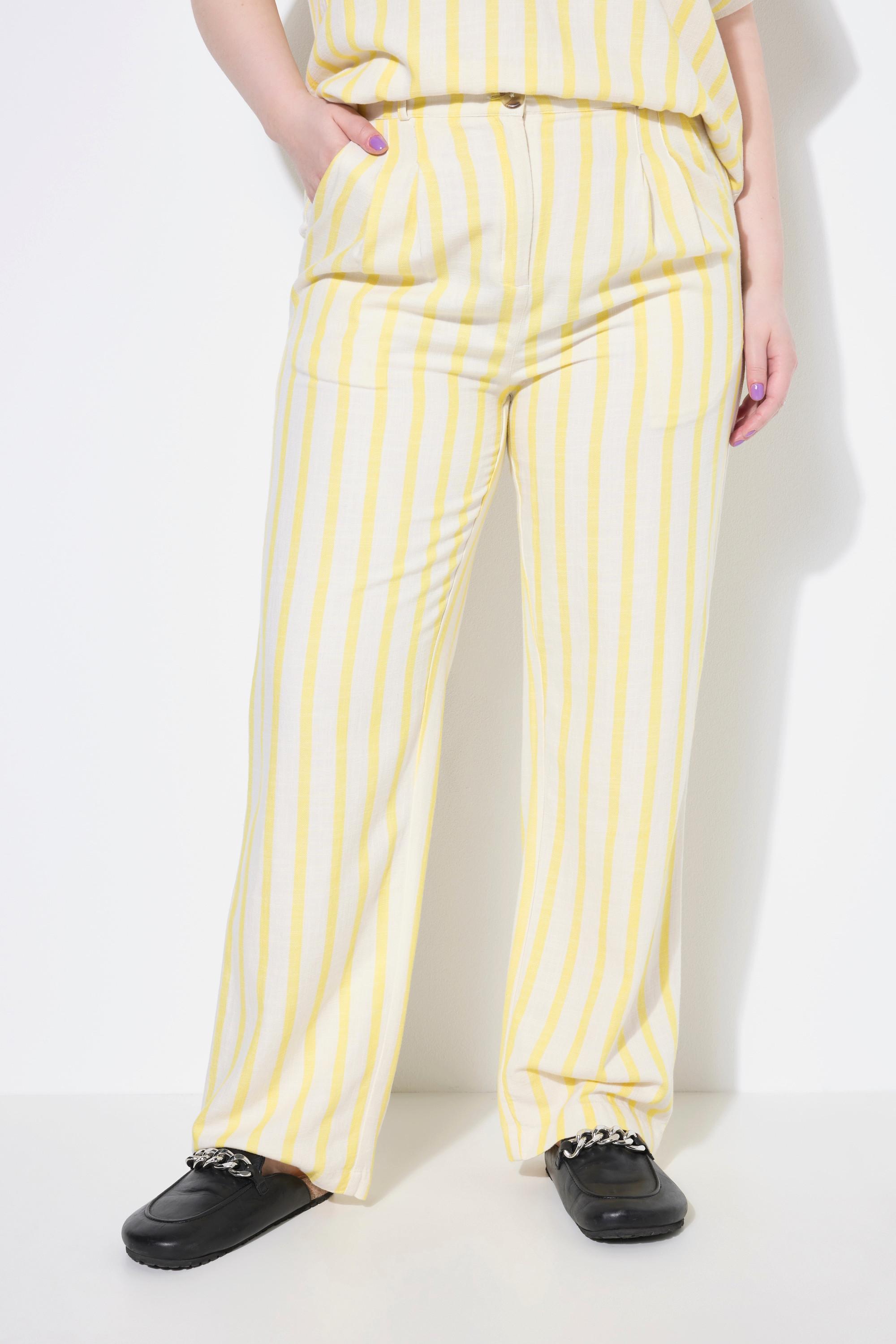 Studio Untold Hose, Wide Legs, Leinenoptik, Streifen
