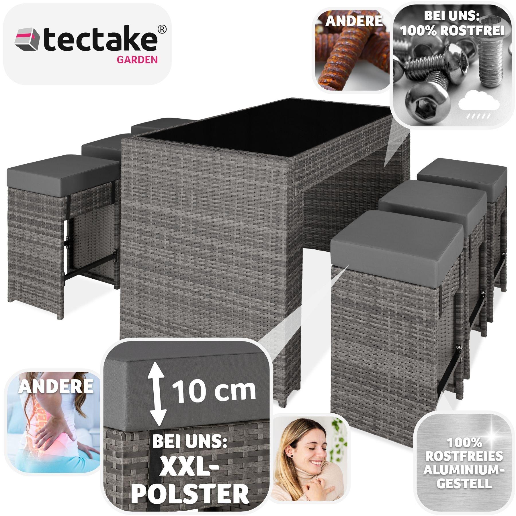 Tectake Aluminium Rattan Barset Ibiza 6+1 mit Schutzhülle