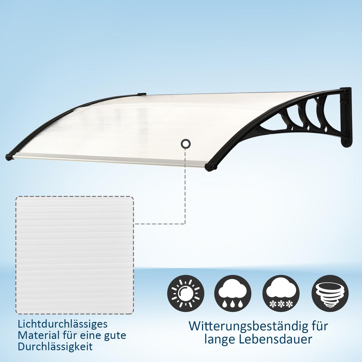 Northio Vordach Haustür Terrassenüberdachung Pultvordach Aus Polycarbonat, Transparent, 75X100Cm