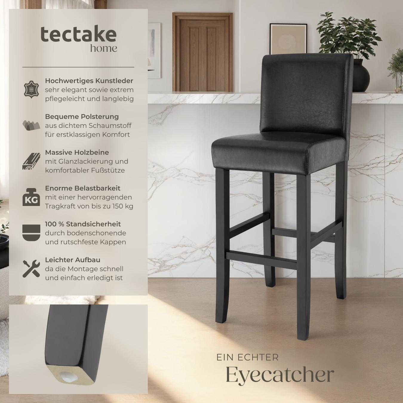 Tectake Barhocker aus Kunstleder 6er Set